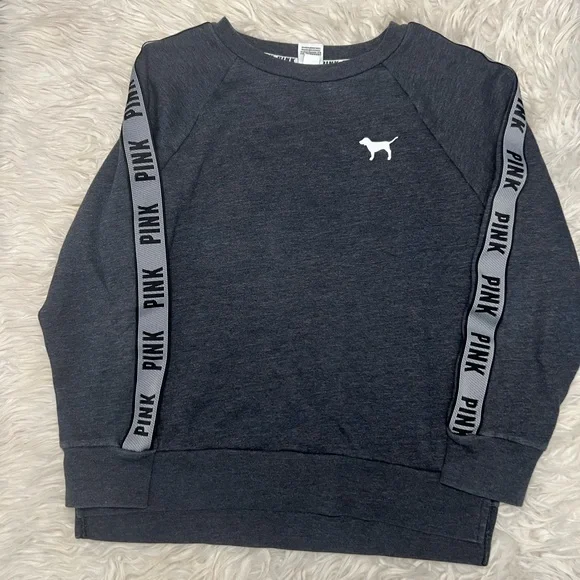 Victoria’ Secret PINK Grey Crew Neck Pullover Sweatshirt Rainbow Graphic Size S - Picture 1 of 5